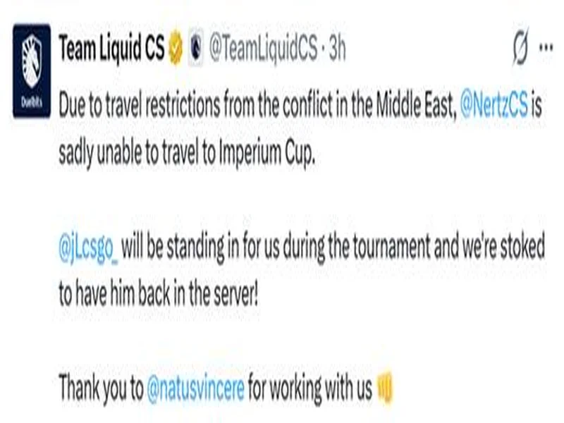 官宣：Liquid引入jL暂代NertZ出战罗马帝国之声杯